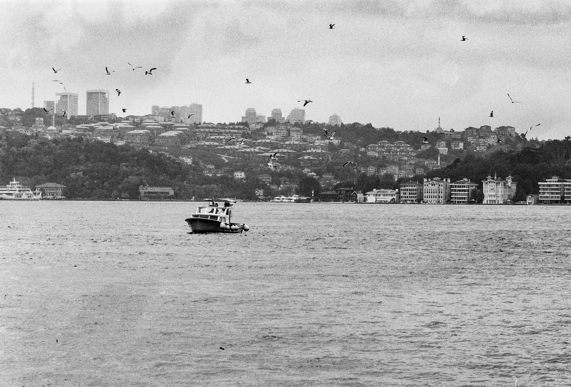 ボスフォラス海峡沿いに建ち並ぶ、歴史ある優雅な木造邸宅の街並み。